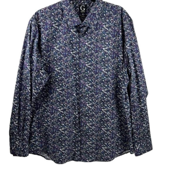 Grafton Men's Long Sleeve Paisley Button Down Shirt - Picture 1 of 10